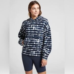 ATHLETA Balance Blue Tie Dye Lyocell/Cotton Blend Pockets Hoodie Sweatshirt XS/P